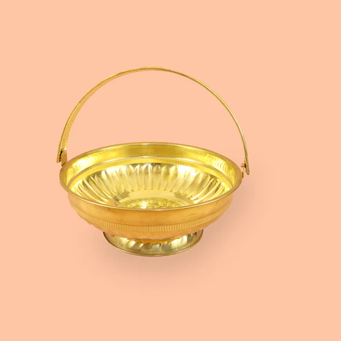 Brass Flower Basket For Worship- Ganesh